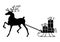 Silhouette of a deer carrying a sled with gifts