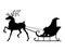 Silhouette of a deer carrying a sled with Santa Claus