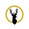 Silhouette of deer head with antlers isolated