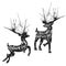 Silhouette of deers with great horns and inspirational greeting phrases inside of them.