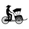 Silhouette design of Vietnamese man ride taxi