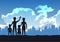 Silhouette design of warm family standing in park