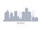 Silhouette of Detroit skyline - panorama of Detroit, city outline