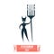 Silhouette devil holding fork sale