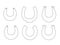 Silhouette of different forms of horseshoes. Vector.