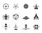 Silhouette different kinds of future spacecraft icons