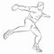 Silhouette discus thrower , vector drawing