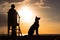 silhouette of dog and cat lifeguards protecting beachgoers from unseen dangers