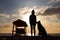 silhouette of dog and cat lifeguards protecting beachgoers from unseen dangers