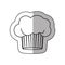 Silhouette dotted sticker of chefs hat with medium shade and cake shape