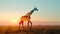 Silhouette Double Exposure of a Regal Giraffe in the African Plains