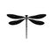 Silhouette of a dragonfly. Glyph icon of insect, simple shape of damselfly. Black vector illustration on white. Perfect for