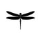 Silhouette of a dragonfly. Glyph icon of insect, simple shape of damselfly. Black vector illustration on white. Perfect for