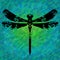 Silhouette of a dragonfly painted by blots.