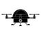 Silhouette drone advanced with cabin and three airscrew