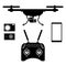 Silhouette drones with remote control. eps 10 vector illustration