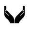 Silhouette Dua prayer. Outline icon of Hand gesture in Islam while reading prayer. Black simple illustration of muslim religious