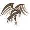 Silhouette eagle falcon hawk painted brown, painted in curved lines. Logo bird eagle falcon hawk