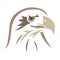 Silhouette eagle falcon hawk painted brown, painted in curved lines. Logo bird eagle falcon hawk