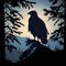 Silhouette Of Eagle At Forest. Generative AI