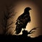 Silhouette Of Eagle At Sunset. Generative AI