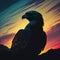 Silhouette Of Eagle At Sunset. Generative AI