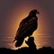 Silhouette Of Eagle At Sunset. Generative AI