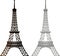 Silhouette eiffel towers on white background