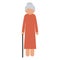 silhouette elderly woman with a cane without face
