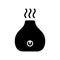 Silhouette Electronic aroma diffuser with power button, air stream. Outline icon of air freshener. Black illustration of electric