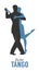 Silhouette of elegant couple dancing tango.