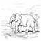 Silhouette Elephant Coloring Page: Hyper-realistic Water Sculpted Style