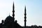 Silhouette of Eminonu Yeni Cami or New Mosque. Islamic or ramadan concept photo