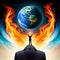 Silhouette on an Empty Suit Burning Earth Climate Design