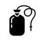 Silhouette Enema bag or blood pack. Outline icon of nurse rubber bottle with drain tube. Illustration of medical tool for