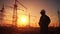 Silhouette engineer standing orders for construction crews to work on high ground heavy industry and safety concept over blurred
