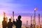 Silhouette of  engineering team working at refinery plant
