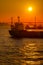 Silhouette of the evening and the large vessels