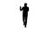 Silhouette Excited man using smartphone recording video blog vlo