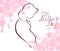 Silhouette of expectant mother with text for Happy Mothers Day celebration. EPS10 vector illustration.