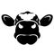 Silhouette face, cow head, painted in black. Logo animal cow.