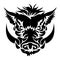 The silhouette of the face of a wild boar, wild pig is painted in black in Celtic style. The emblem of the hunting club