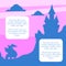 Silhouette of Fairytale Magic Castle on Sunset Background, Banner Template with Place fo Text Cartoon Vector