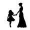 Silhouette family girl with mom