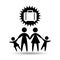 Silhouette family vacation suitcase icon