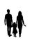 Silhouette family, woman, man, baby girl. Loving people holding