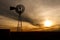 Silhouette of Farm Windmill at Sunset