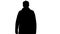 Silhouette Fashionable man with dark beard in trench coat walking.