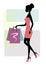 Silhouette of a fashionable shopping woman