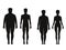 Silhouette of fat and thin peoples. Weight loss of overweight man and fat woman. Vector illustrations isolate